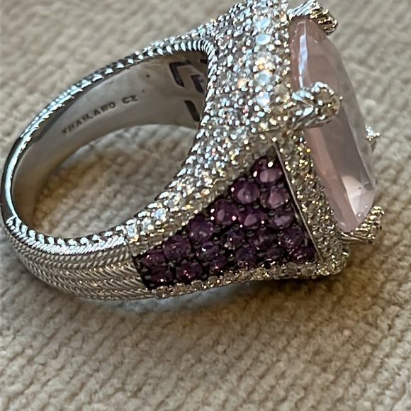 Judith Ripka - Amethyst Pink Quartz Sterling Silver Ring Size 6.75 - Picture 6 of 16